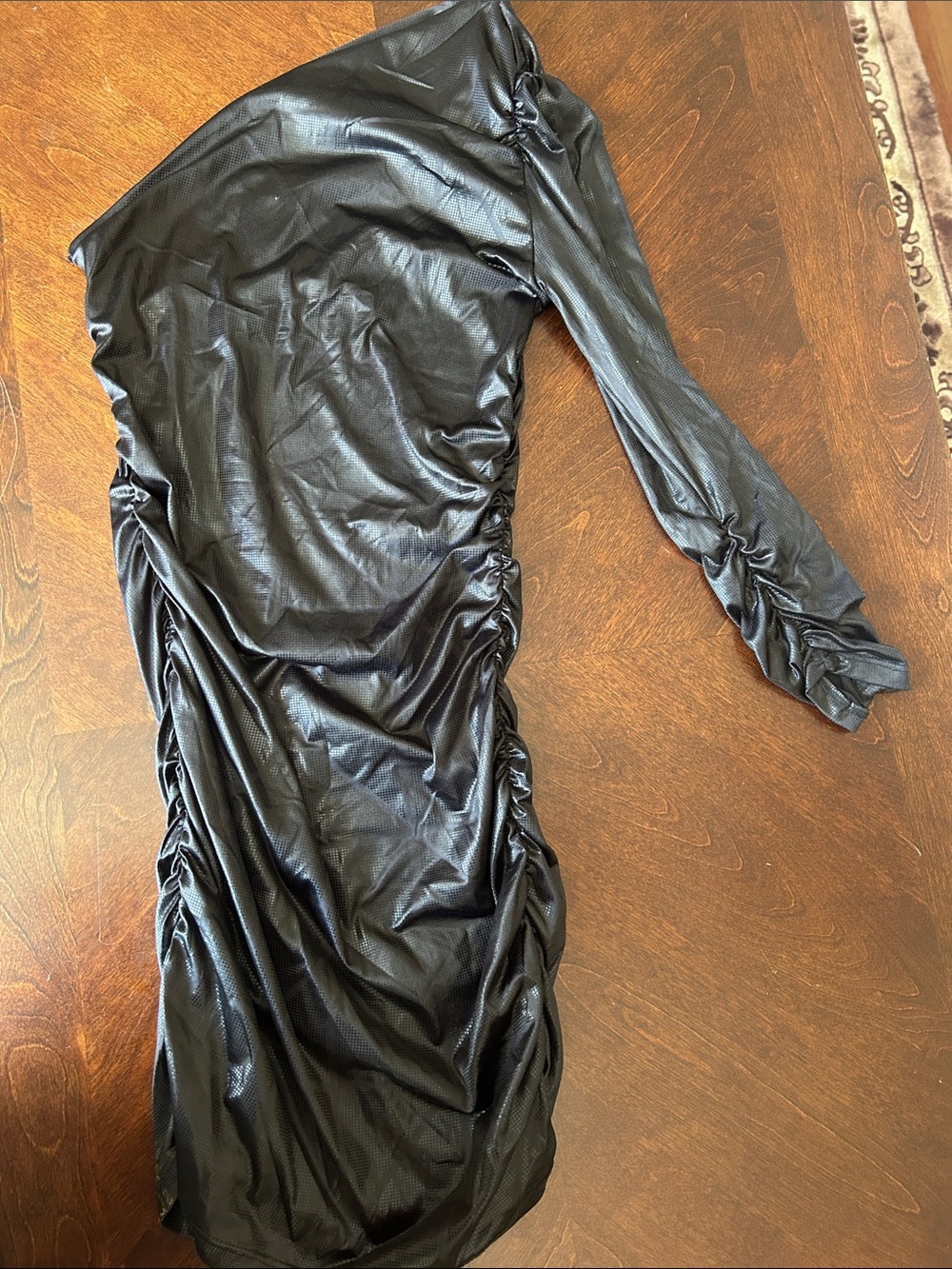 Black Ruched One-Shoulder Dress - Women